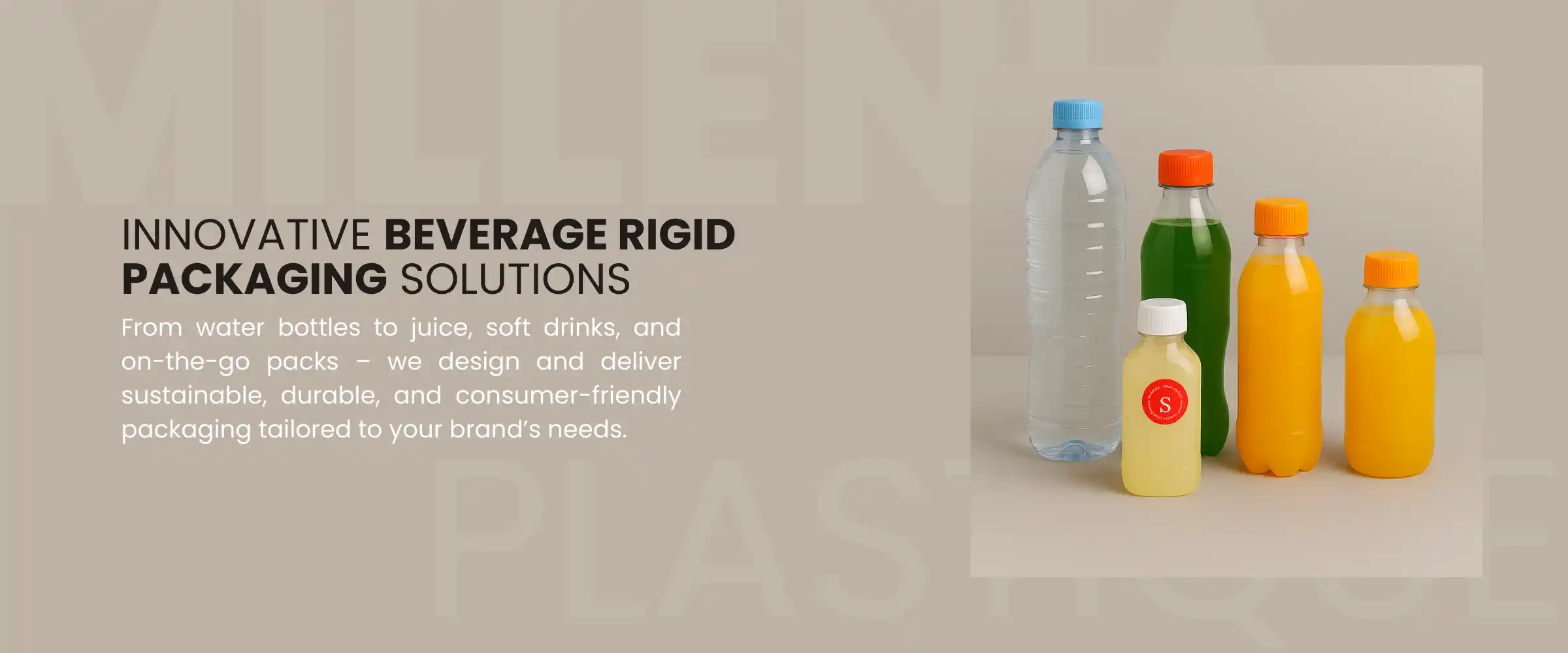millenia plastic beverages banner