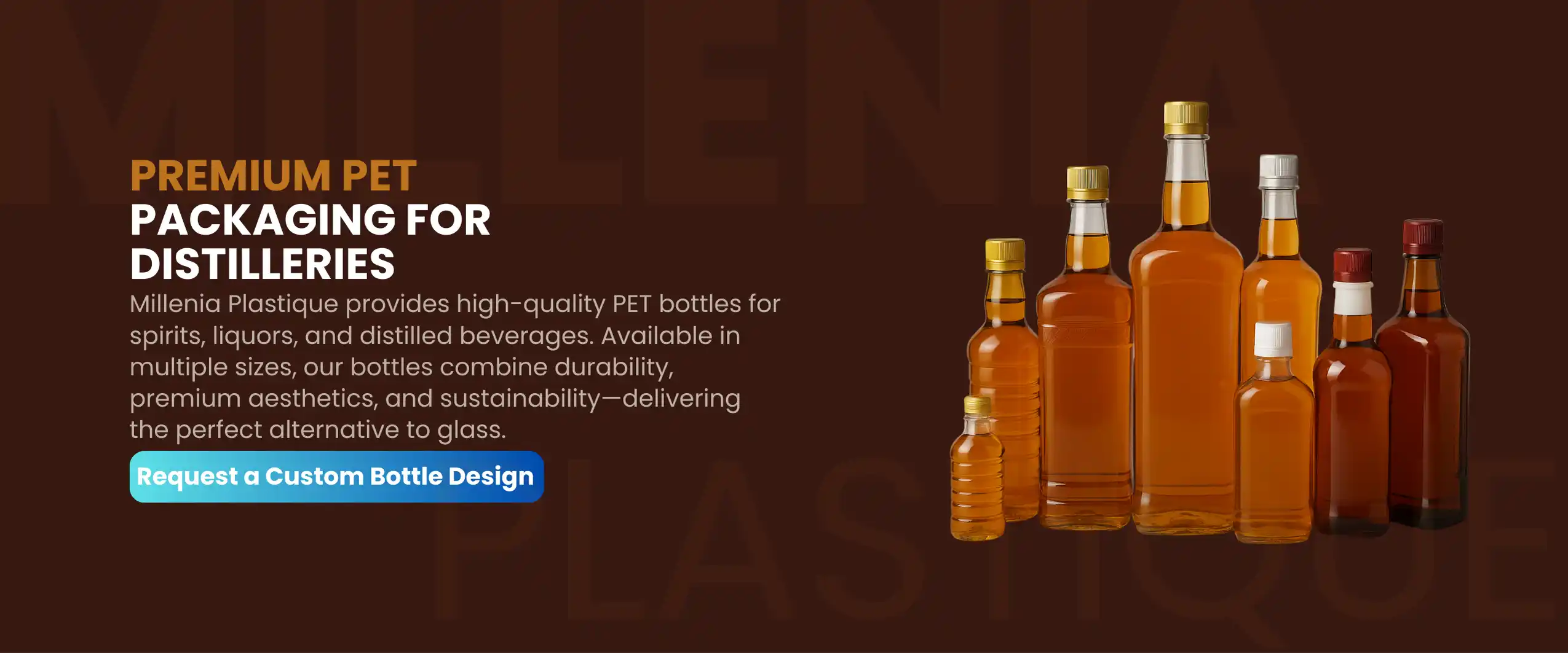 millenia plastique distillery packaging banner