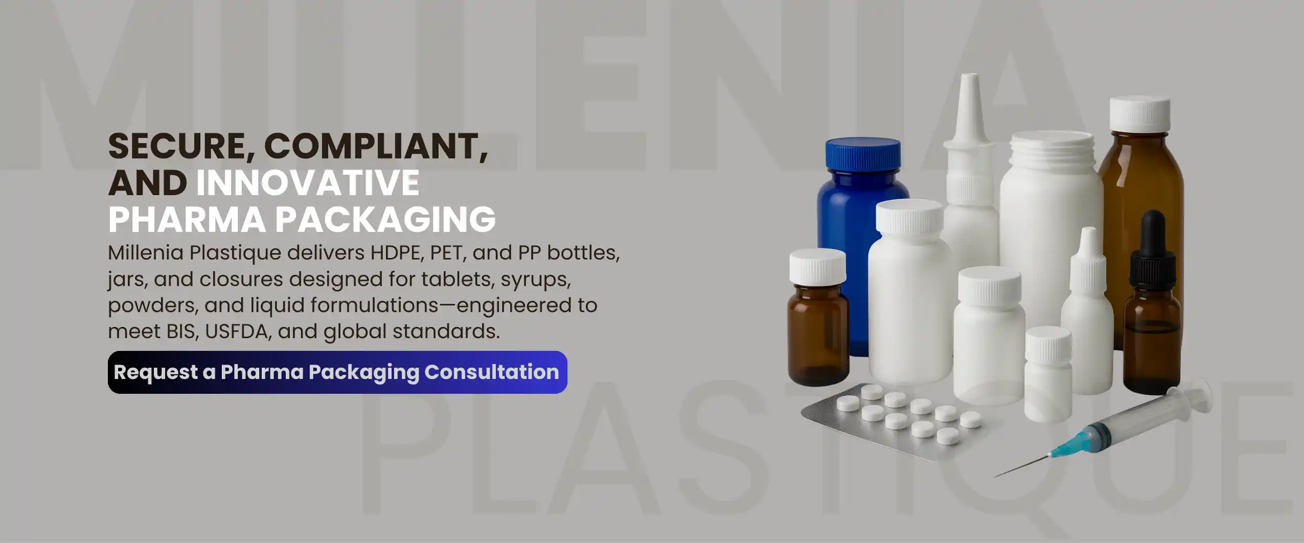 millenia plastique pharm packaging banner